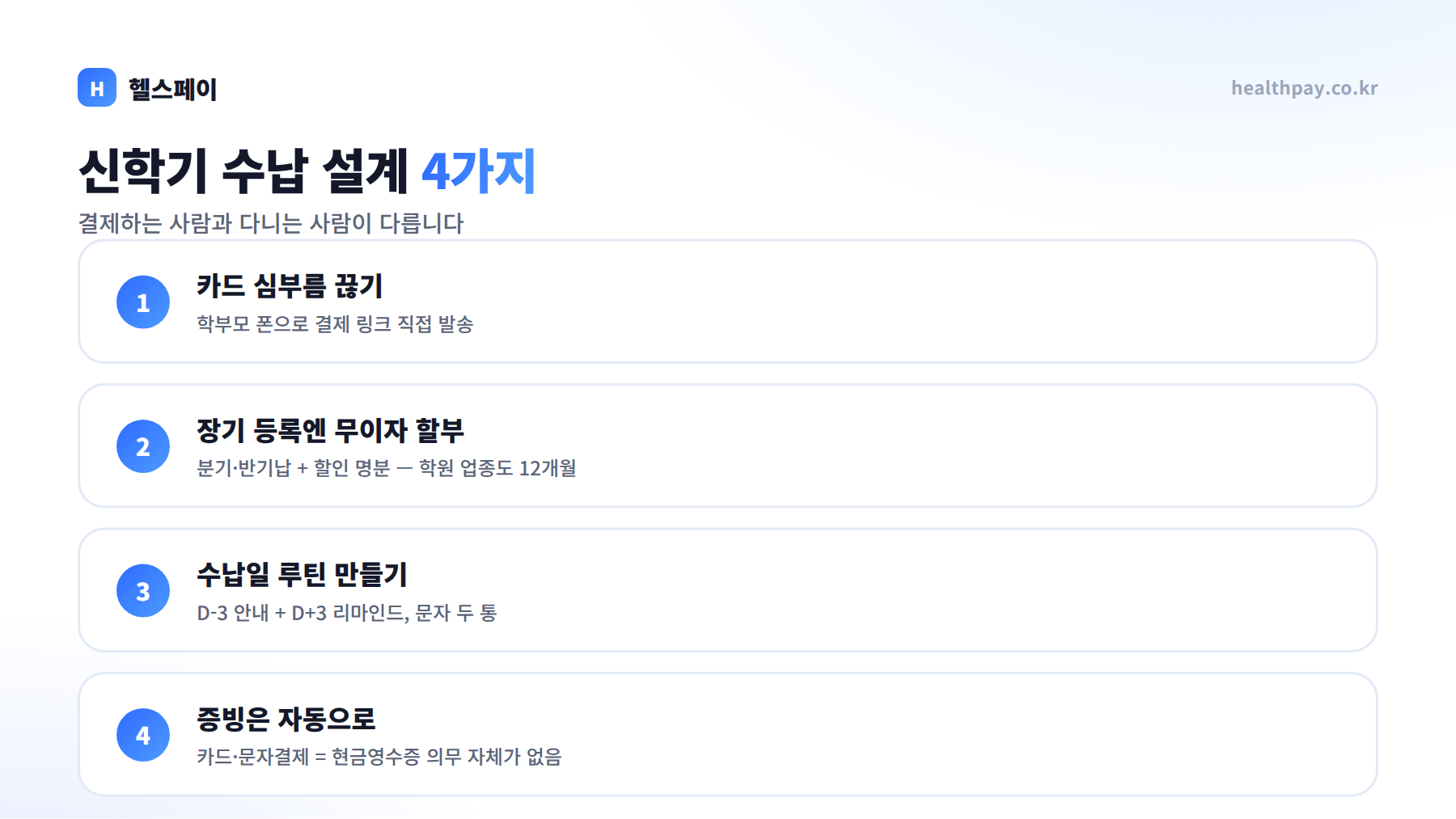 신학기 등록이 몰려오는 9월 — 학부모도 원장님도 편한 학원 수납 설계 4가지