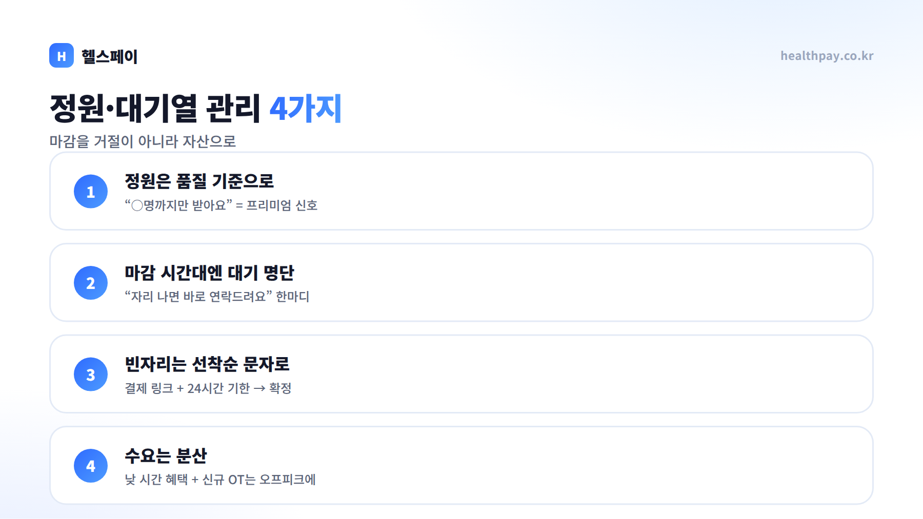 "저녁반은 마감입니다"가 매출이 되는 법 — 정원·대기열 관리의 기술