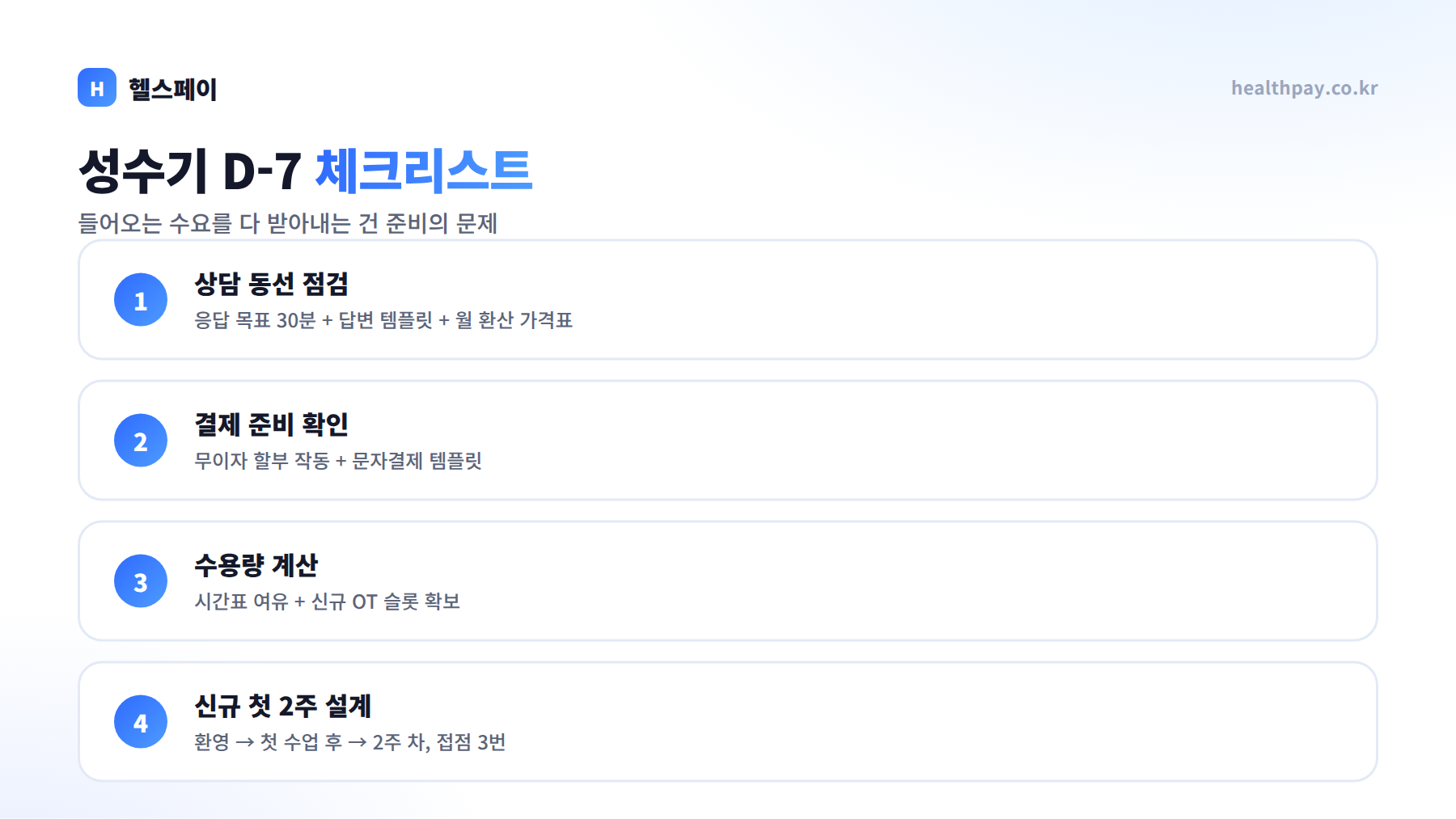 9월 등록 러시, 준비된 매장만 다 받아냅니다 — 성수기 D-7 최종 점검 체크리스트